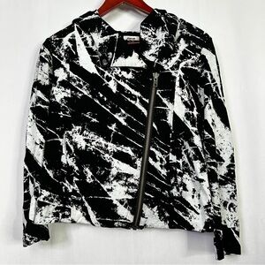 Helmut Lang Paint Splatter Moto Jacket Womens Maximal Biker Black XS Lined